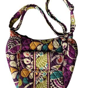 Vera Bradley Crossbody Purse Bag Carryall Plum Crazy Zipper Front Pocket